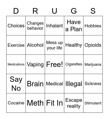 Health Class Bingo Card
