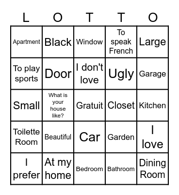 J'habite à Newark Bingo Card