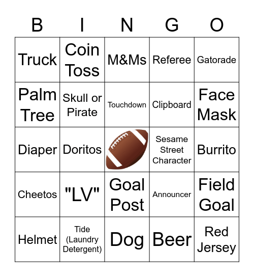 Superbowl LV Bingo Card