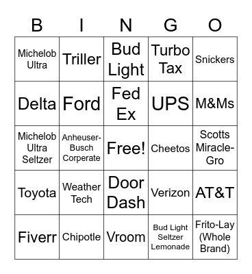 Commercial Bingo Card