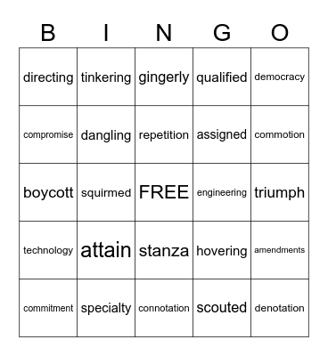 4th grade WONDERS Bingo Card