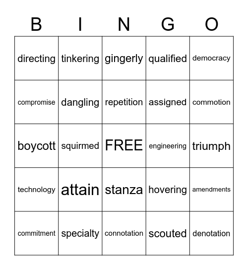 4th grade WONDERS Bingo Card