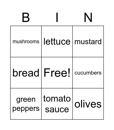 Fabulous Food! Bingo Card