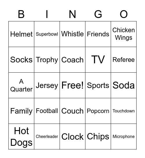 Superbowl - EASY Bingo Card
