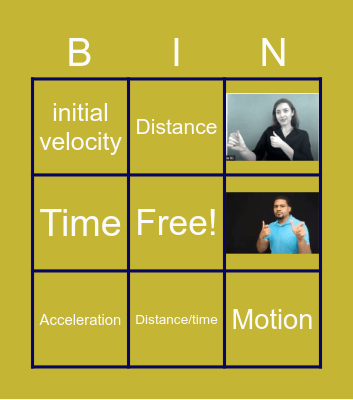Motion Bingo Card