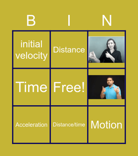 Motion Bingo Card