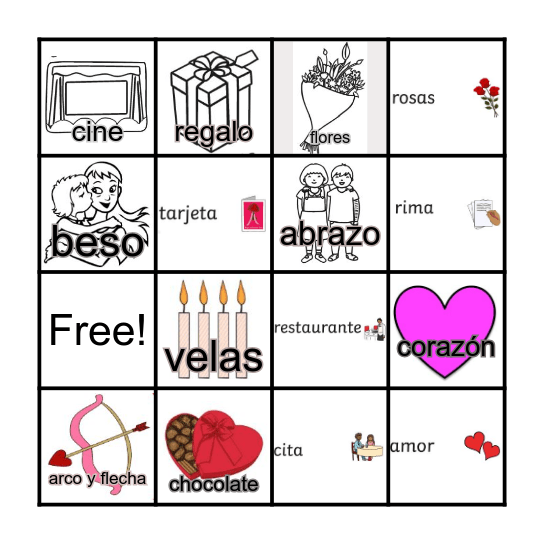 Día de San Valentín Bingo Card