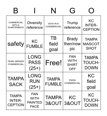 SUPERBOWL BINGO Card