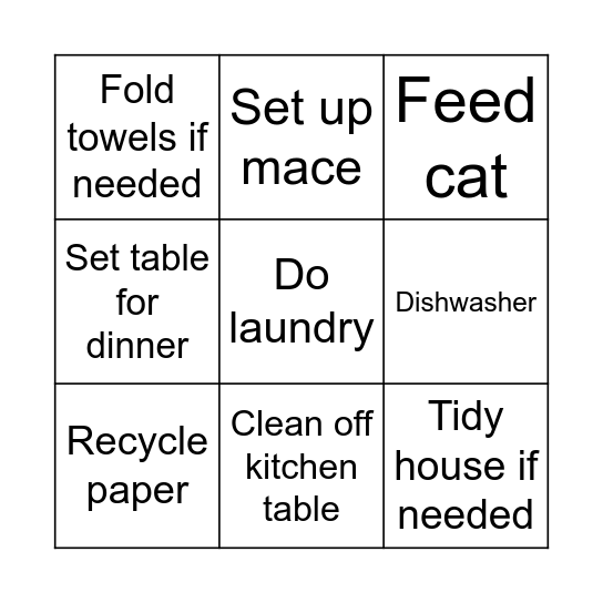 Monday Afternoon Bingo Card