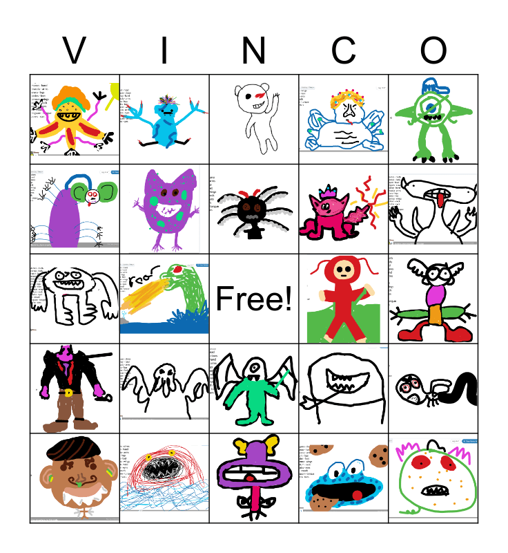 Monster Vinco Bingo Card