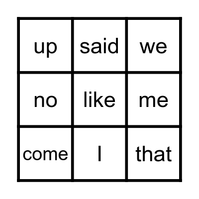 POPCORN SIGHT WORDS Bingo Card