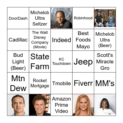 Super Bowl Commercial Bingo Card