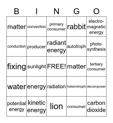 SCIENCE BINGO! Bingo Card