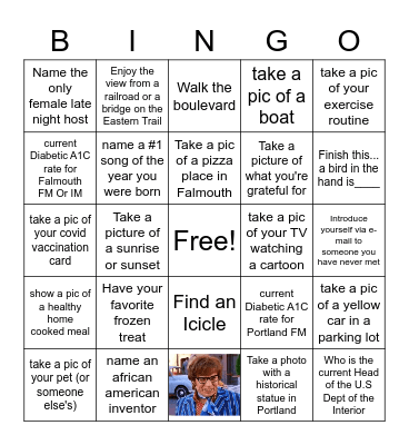 MMP Falmouth and Portland Bingo Card