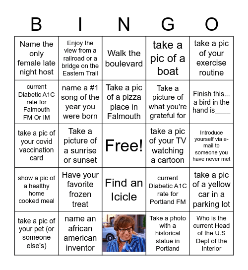 MMP Falmouth and Portland Bingo Card