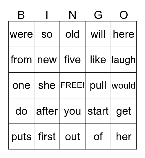 Unit 3.1  Bingo Card