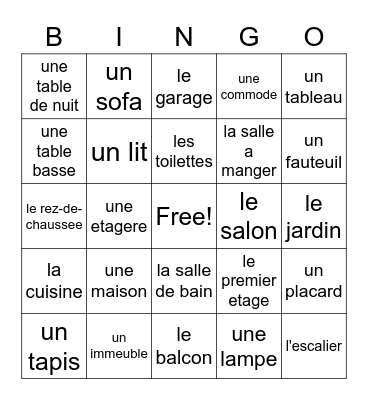 Chapter 8, vocabulary 2 Bingo Card