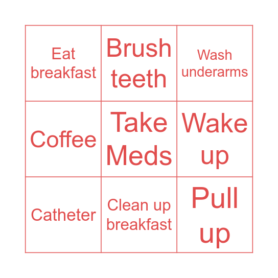 Morning Routine Bingo Card