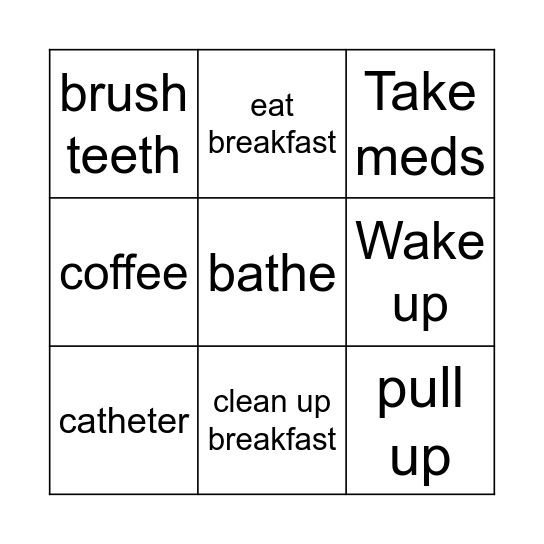 Morning Routine Bingo Card