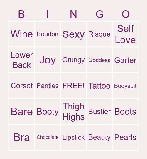 Galentines Day Boudoir Card Bingo Card