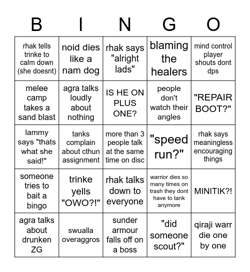 AQ 40 bingo Card