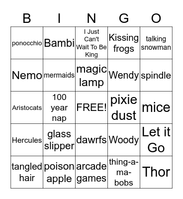 Disney Bingo Card
