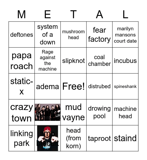 nu metal karaoke bingo Card