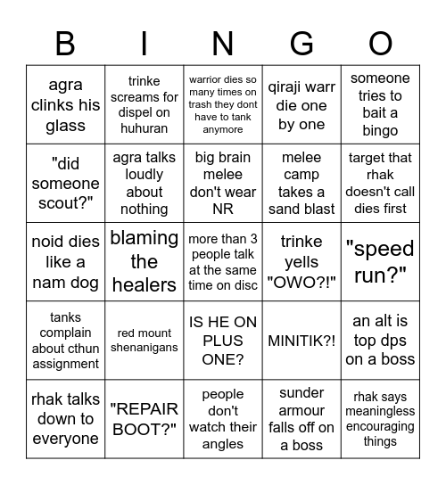 AQ40 bingo Card