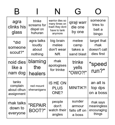 AQ40 bingo Card