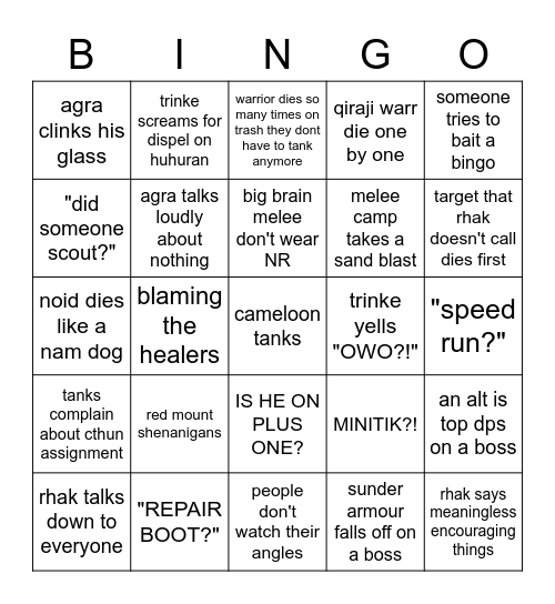 AQ40 bingo Card