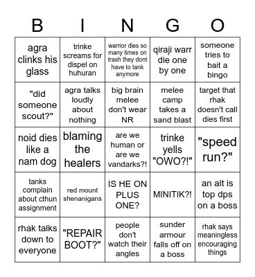 AQ40 bingo Card