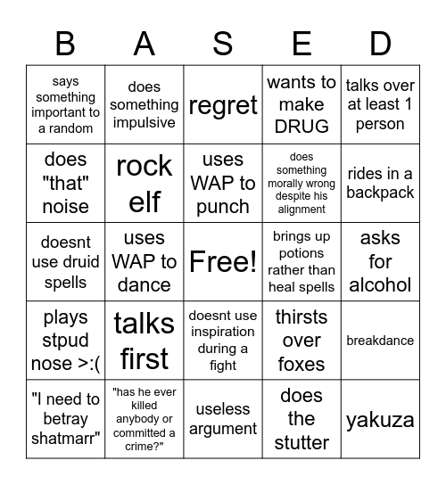 Brain famlee guy Bingo Card