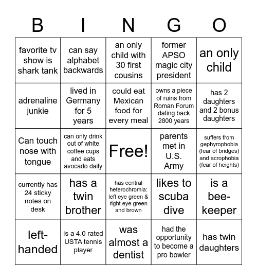 Get-to-Know Bingo Card