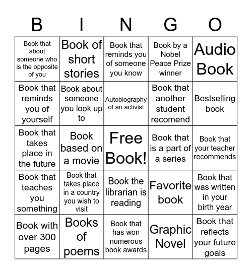 Banneker Library's Reading Bingo Card