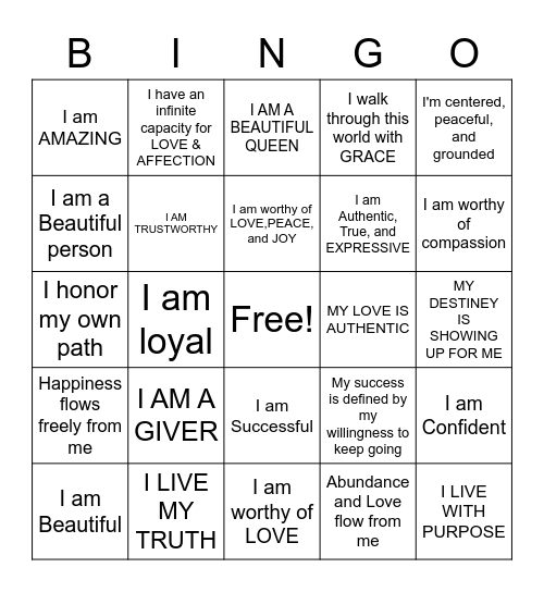The Butter-FLY Experience Bingo Card