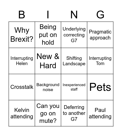 Open Door Session Bingo Card