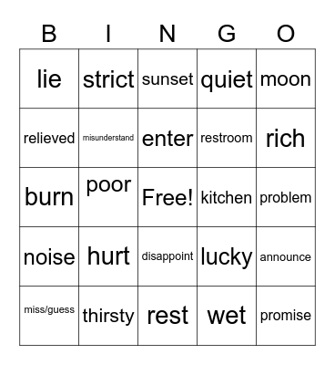 unit 12 ABC in ASL Bingo Card