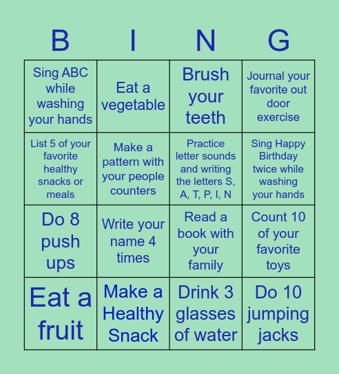 Preschool Bingo!! Bingo Card