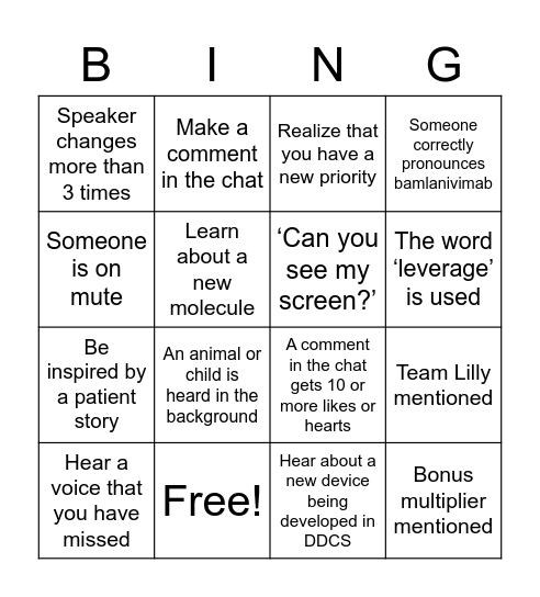 Town Hall Bing'o' Bingo Card