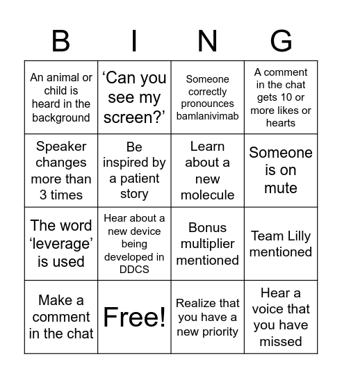 Town Hall Bing'o' Bingo Card