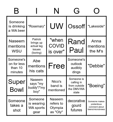 Cantwellia Bingo Card