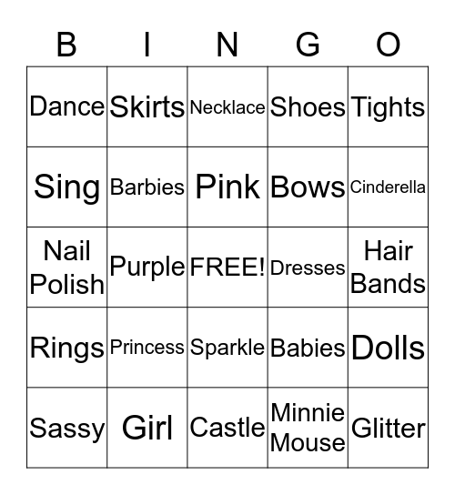 BABY GIRL  Bingo Card