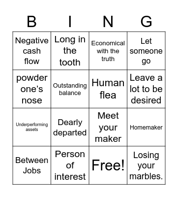 Euphemistic Bingo Card