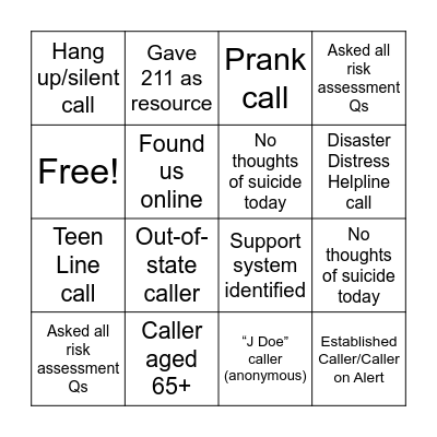 Listen-In Bingo! Bingo Card