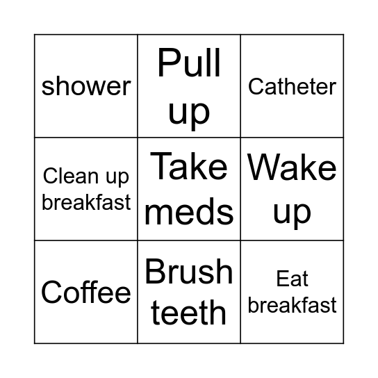 Morning Routine Bingo Card