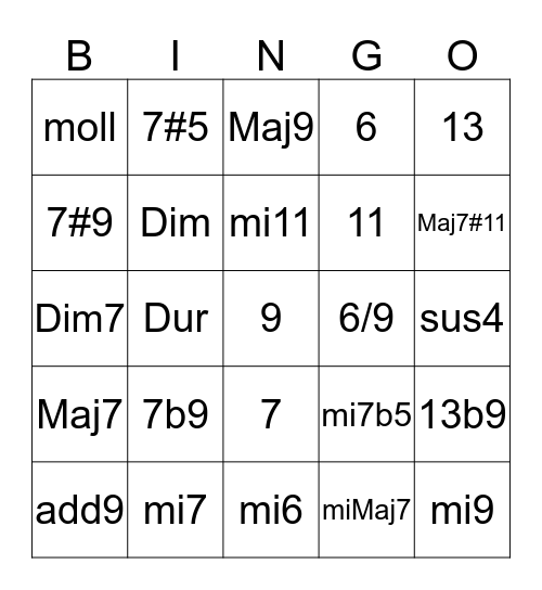 Harmoni-bingo Card