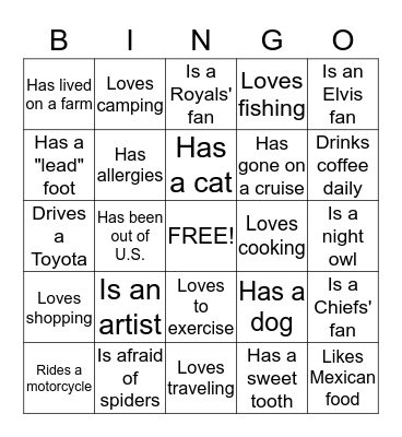 Life Group Bingo Card