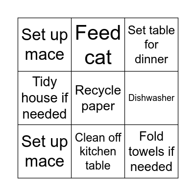 Afternoon Bingo Card