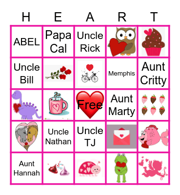 Covert Valentine's Day Bingo Card