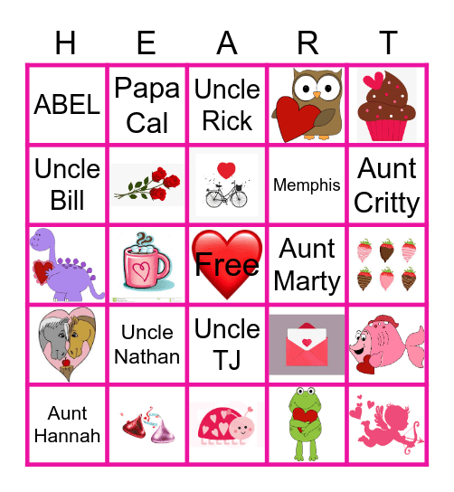 Covert Valentine's Day Bingo Card